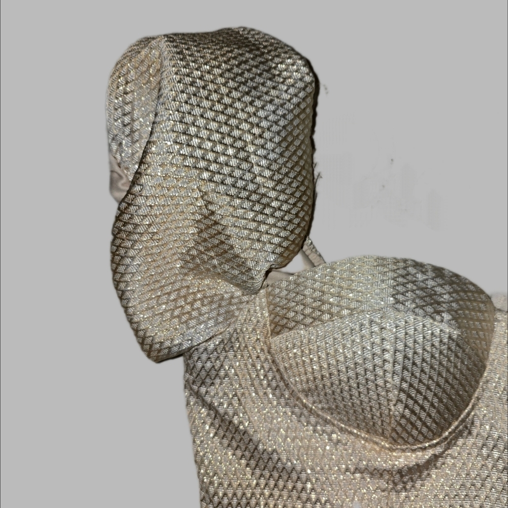 Haute Monde Metallic Puff Sleeve Bustier Crop Top Sz Small Party Clubwear - Picture 4 of 4